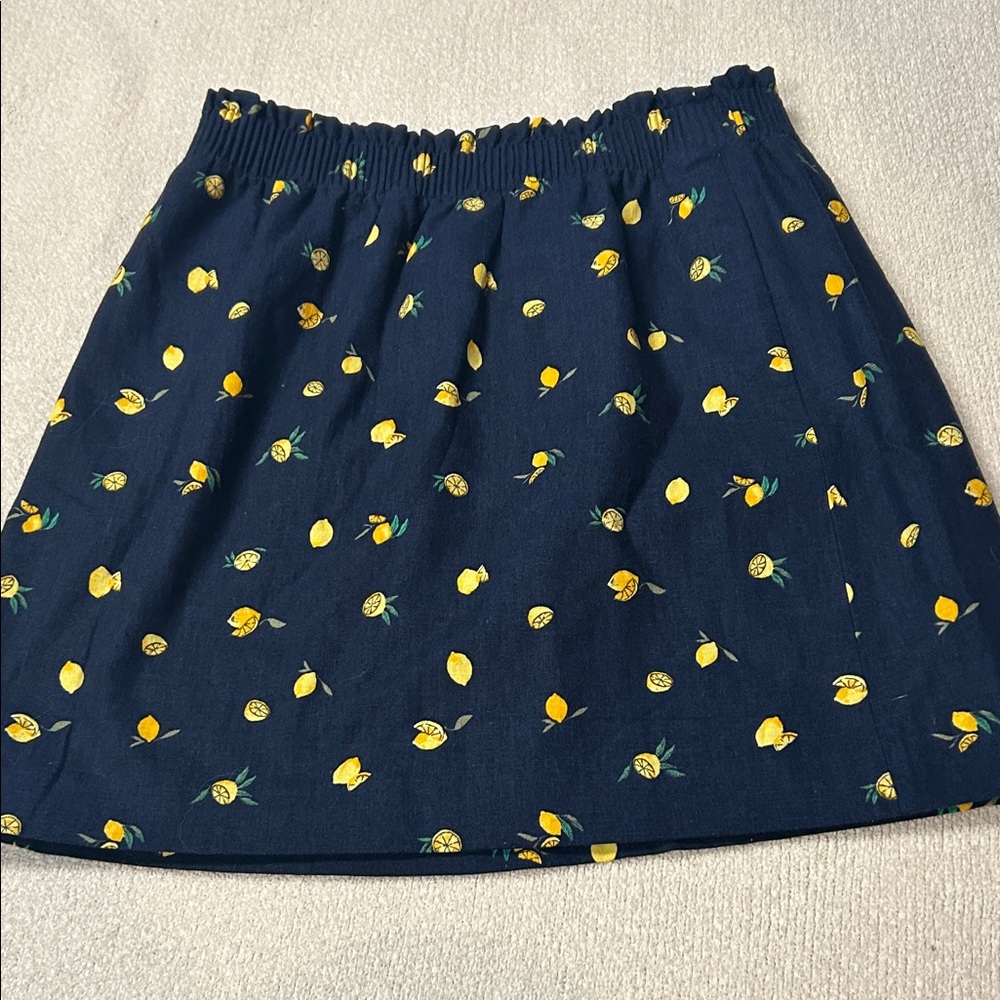J. Crew Factory Dark Blue Skirt with Lemon Design